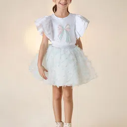 Juniors by Babyshop Floral Print Flutter Sleeve Cotton Top image 4