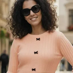 MARC LOUIS Embroidered Woollen Fit & Flare Midi Dress image 4