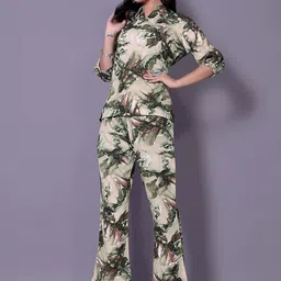 Moda Rapido Printed Shirt-Collared Top With Trouser Co-Ords image 2