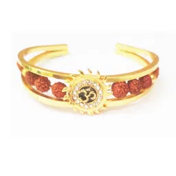 Divine souvenirs Unisex Gold-Plated Artificial Stones Studded And Beaded Cuff Bracelet-picture-38