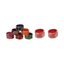 Somil Women Set of 32 Multicolored Handcrafted Glass Bangles-image-39