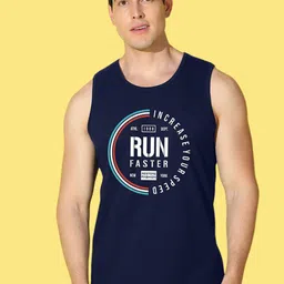 WOOSTRO Pack Of 2 Printed Super Combed Cotton Gym Vests VWS26(HARD OLIVE)(RUN NAVY) image 2