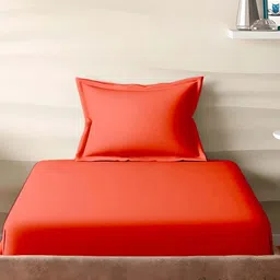 Sleeping Owls Orange 210 TC Single Bedsheet with 1 Pillow Covers-picture-15