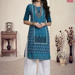 HERE&NOW Selection Of 2 Floral Printed Round Neck Straight Kurtas-picture-29