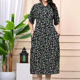 rf clothes Floral Print Kaftan Midi Dress-image-11