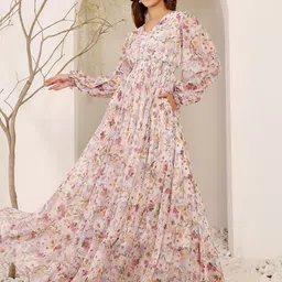 Miss Chase Women Floral Print Chiffon Maxi Dress-picture-30