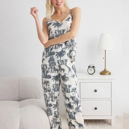 Trendyol Women Printed Shoulder Strap Neck Night suit-image-71