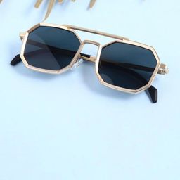 SPADEACES Unisex Octagon Sunglasses with UV Protected Lens GOLD BLACK HEXAGUN -311-picture-15