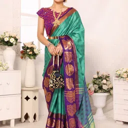 SILKWEAR Woven Design Zari Silk Cotton Handloom Mysore Silk Saree-picture-28
