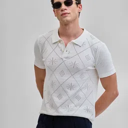 Snitch Men Self Design Polo Collar Cotton Slim Fit T-shirt-picture-28