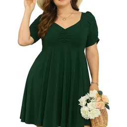 C4D Puff Sleeve Fit & Flare Dress-picture-21