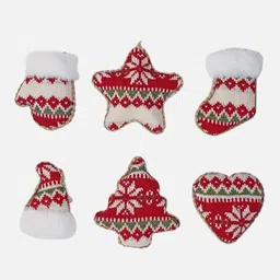 Little Surprise Box LLP Set Of 6 Red Knitted Snowflakes Themed Christmas Tree Ornaments-picture-24