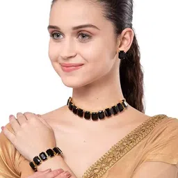 JMBW INTERNATIONAL Gold-Plated CZ Necklace With Earrings & Bracelet With Ring image 2