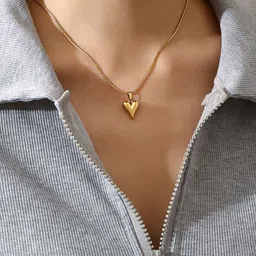 MEENAZ Gold-Plated Heart Shaped Pendants With Chains image 2