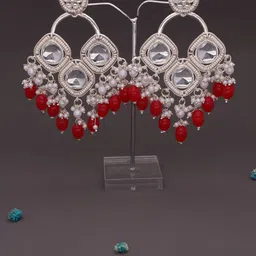 MEIRA JEWELLERY Gold-Plated Artificial Stones Studded & Beaded Contemporary Drop Earrings-picture-40