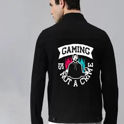 KLIZEN Men Typography Printed Denim Cotton Jacket image 3