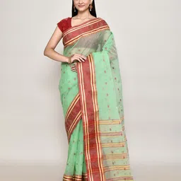 PUKU Ethnic Motifs Pure Cotton Handloom Taant Saree-picture-34