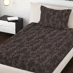 Myntra Elegant Homes Coffee Brown Printed 300 TC Woollen Single Bedsheet Set 2.25m x 1.50m-image-8