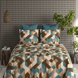 CHICERY Brown & Blue Floral Cotton Heavy Winter 350 GSM Single Bed Comforter-image-77