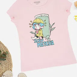 Pantaloons Junior Girls Graphic Printed Round Neck Cotton T-shirt-image-44
