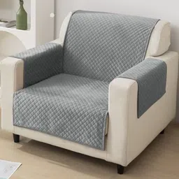 Fashion Throw Grey Checked Velvet 1 Piece Sofa Cover With Arms-image-25