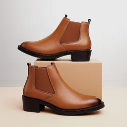 Bxxy Men's Tan 2 Inch Height Increasing Ankle Chelsea Boots-picture-33