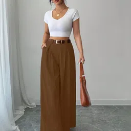 CORSICA Women Relaxed Loose Fit High-Rise Trousers image 4