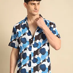 Voroxy Men New Cuban Collar Abstract Printed Polycotton Casual Shirt-image-30