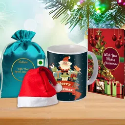 Holiday Chocolate Combo with Printed Mug, Santa Cap, Thaili and Greeting Card Assorted Gift Box-image-9