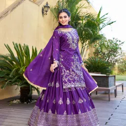 skyliner ROHITA Embroidered Anarkali Kurta, Bottom & Dupatta Set image 1