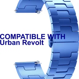 ACM WSM37Y22BL3506 Watch Strap Metal Steel 22mm for Urban Revolt Smartwatch Belt Blue Smart Watch Strap-image-0