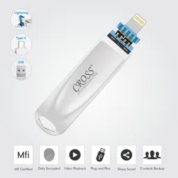 CROSS PHANTHOM X 3.0 USB PENDRIVE 256 GB OTG Drive Compatible with Mobile, Laptop, Tablet, Netbook, Television, Desktop Computer, Audio Player Lightning, USB 3.0, USB 3.2 Metal Case image 5
