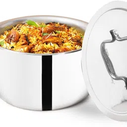 the indus valley Triply Stainless Steel Small Stock / Briyani Pot / Dutch Oven with Lid Cook and Serve Casserole-picture-30