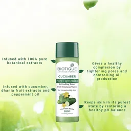 biotique Cucumber Pore Tightening Toner|For All Skin Types | Clears & Tightens Pores Men & Women image 4