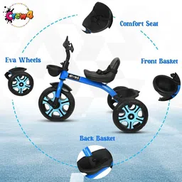 crew4 Tricycle For Kids Stylish with Storage Basket ,Safety Belt,Stylish Wheel BST003 BLUE TRICYCLE 4006 Tricycle image 2