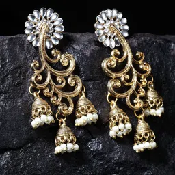 Moedbuille Gold-Plated Handcrafted Dome Shaped Jhumkas image 1