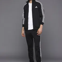 ADIDAS Men Black & White Striped Prime Green Technology Tracksuit-picture-28