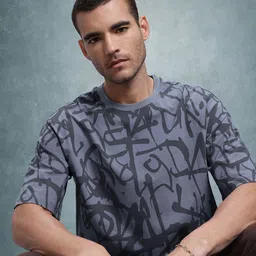 The Roadster Life Co. Printed Drop-Shoulder Sleeves Pure Cotton Relaxed T-shirt-picture-28