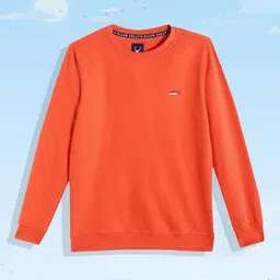 Allen Solly Junior Boys Orange Solid Sweatshirt-image-48