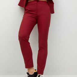 MANGO Women Maroon Solid Trousers-picture-11