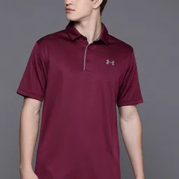 UNDER ARMOUR Men Burgundy Polo Collar Loose T-shirt-picture-48