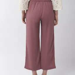 MISH Women Mauve Comfort Flared Cropped Parallel Trousers image 2