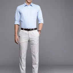 Raymond Men Mid-Rise Self Design Slim Fit Textured Formal Trousers image 2