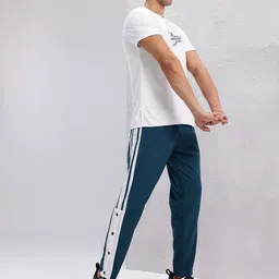 HRX by Hrithik Roshan Men Mid-Rise Striped Training Track Pants with Side Slits image 4