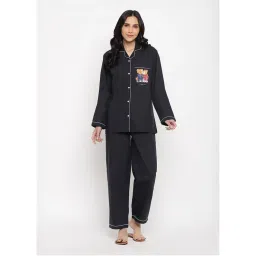 Shopbloom Bedtime Teddy Cotton Long Sleeve Womens Night Suit (Set of 2)-picture-14