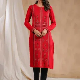 Ishin Red Printed Straight Kurta-picture-22