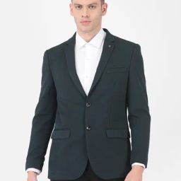 Turtle Navy Slim Fit Self Pattern Blazer-picture-43