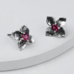 AVNI by GIVA 92.5 Sterling Silver Crimson Flower Earrings for Women-image-56