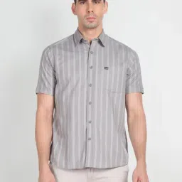 Arrow Sport Grey Cotton Regular Fit Striped Shirt-picture-16