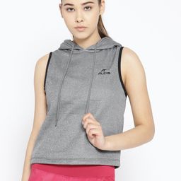 Alcis Women Grey Solid Hooded Sleeveless Sweatshirt-picture-33
